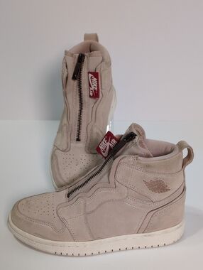 Nike Air Jordan 1 High Zip Particle Beige Suede Metallic Red Bronze Size 5